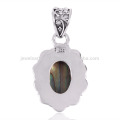 Atacado 925 Sterling Silver Oxidized Designer Pendant Jóias com Ablone Shell Gemstone